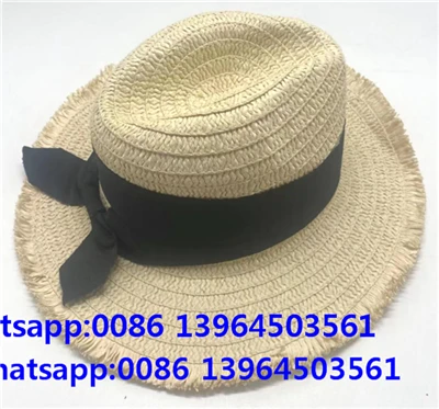 Topi Jerami Matahari Fedora Ikatan Simpul Hitam