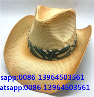 Lelaki Western Ribbon Cowboy Straw Fisher Man Sun Hat