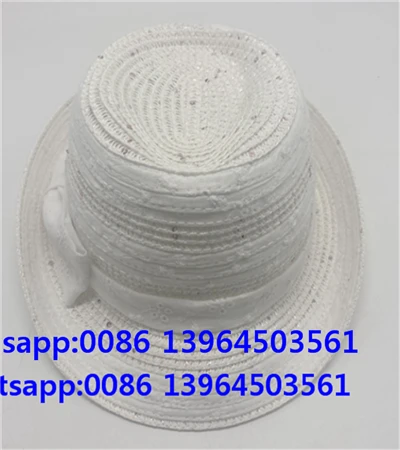 Topi Fedora Jerami Putih Topi Musim Panas Kerawang Lembut