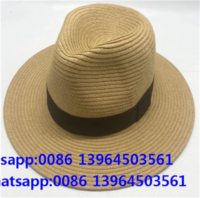 Coklat Warna Matahari Topi Dengan Hitam Pita