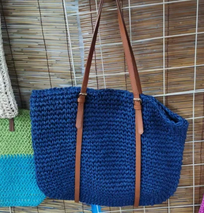 Beg Jerami Wanita Fesyen Biru