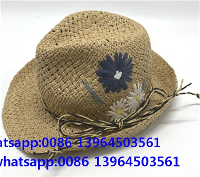 Topi Jerami Lelaki Tenunan Tangan Dengan Sulaman
