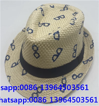 Topi Fedora Straw Dengan Corak Cetakan