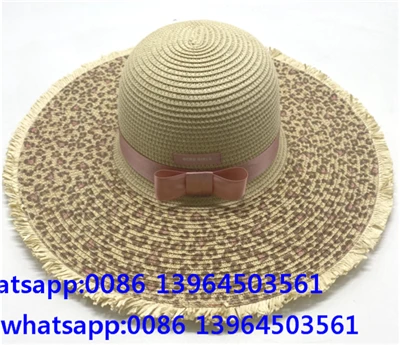 Topi Pantai Summer Brim Besar Wanita Dengan Tompok Harimau