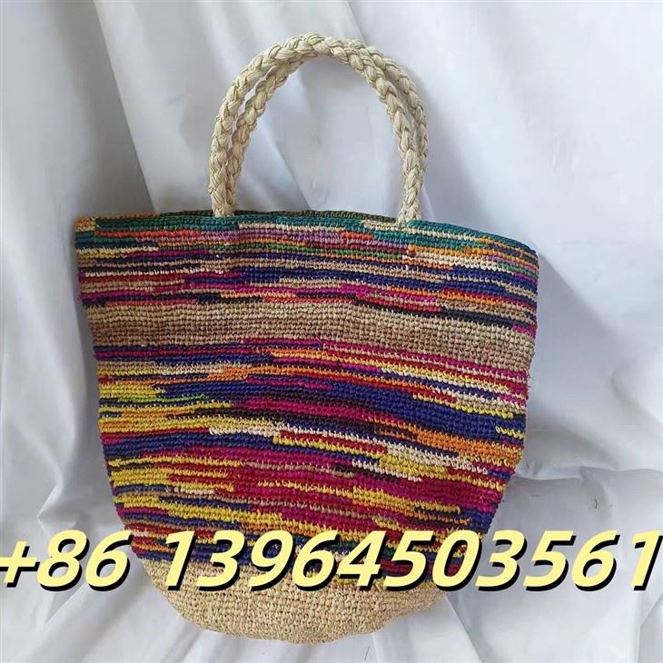 Baldi raffia berbilang warna buatan tangan