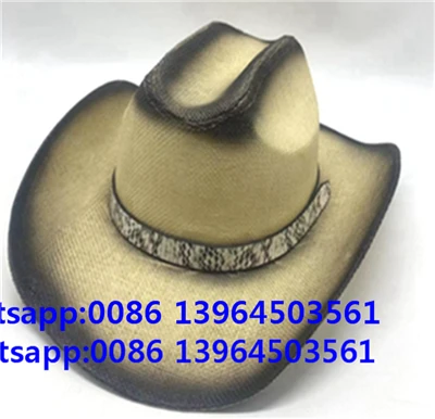 Topi Lelaki Semburan Hitam Fedora Cowboy Retro Cap