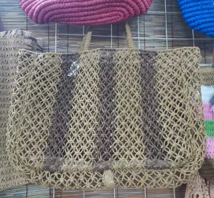 Beg Tote Wanita Berongga Besar Tenunan Tangan Coklat