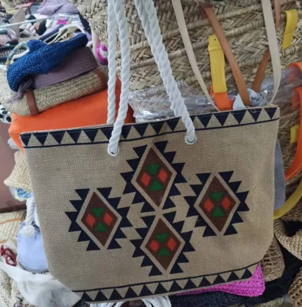 Beg Tote Linen Dengan Corak Cetakan