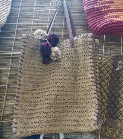 Beg Tote Wanita Musim Panas Kertas Crochet