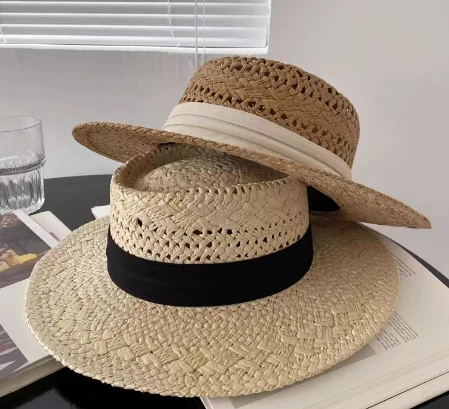 Topi Wanita Pantai Jerami Reben Hitam