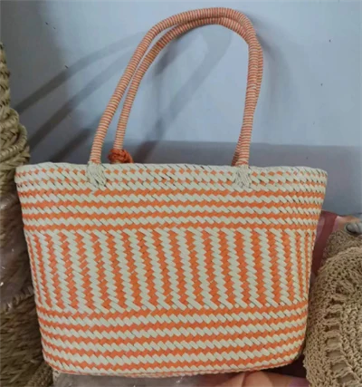 Beg Tote Besar Tenun Kertas Jingga&kuning