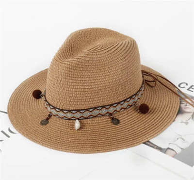 Topi Pantai Wanita Straw Reben