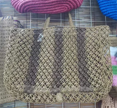 Beg Tote Wanita Berongga Besar Tenunan Tangan Coklat