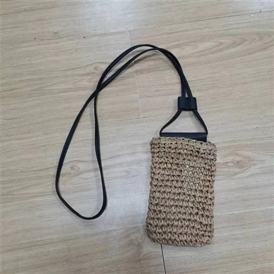 Beg Telefon Jerami Wanita Coloe Brown