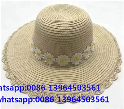 Daisy Ribbon Wide Brim Tenunan Kertas Jerami Topi Wanita