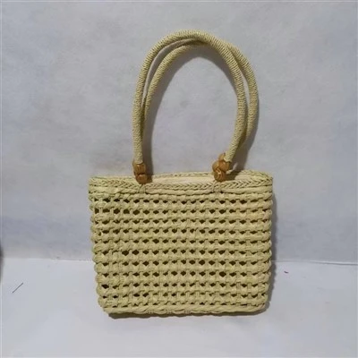Beg Wanita Hollow Straw Beige Buatan Tangan