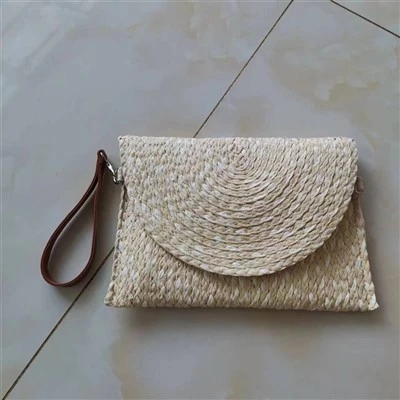 Wanita Jerami Jalur Klac Bag