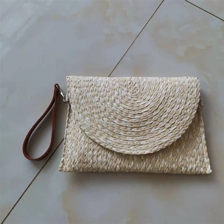Wanita Jerami Jalur Klac Bag